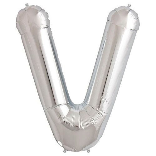 Foil Letter V Balloon Silver 34 Inch