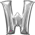 34 Inch Letter W Silver Foil Balloon