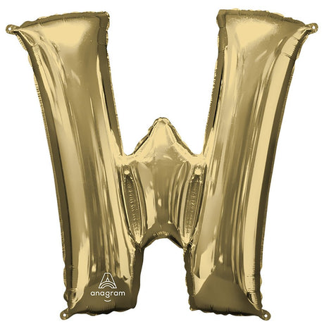 Foil Balloon Letter W White Gold