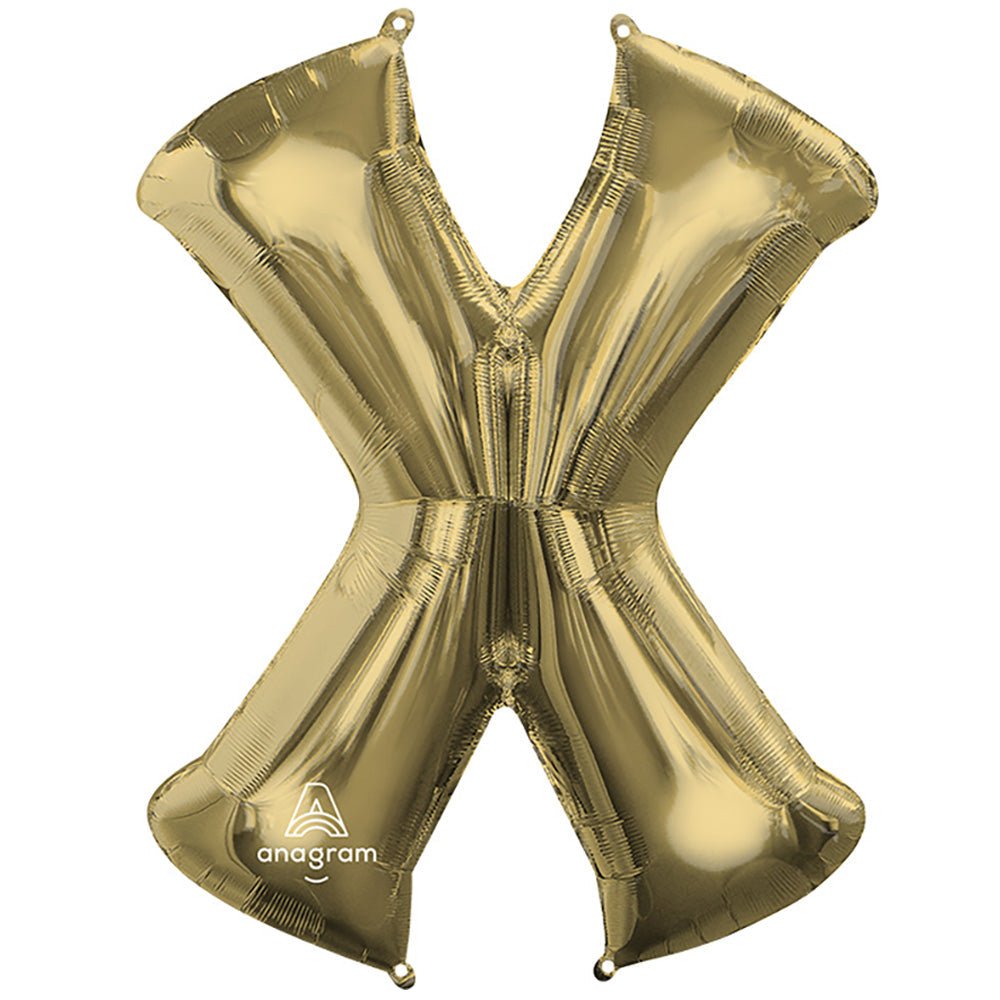 Foil Balloon Letter X White Gold