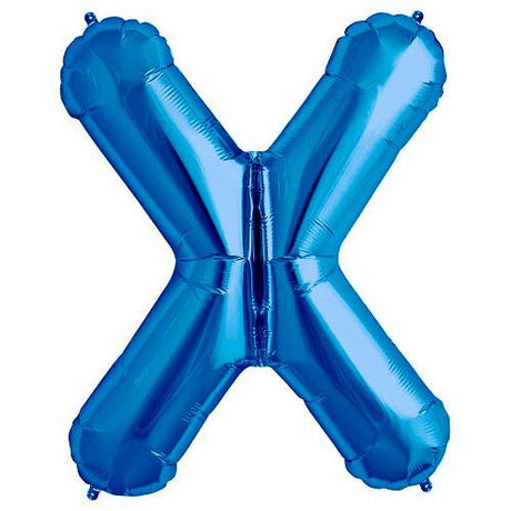 Foil Letter X Balloon Blue 34 Inch