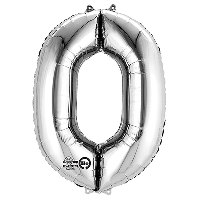 Foil Balloon Number 0 Silver