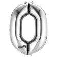 Foil Balloon Number 0 Silver