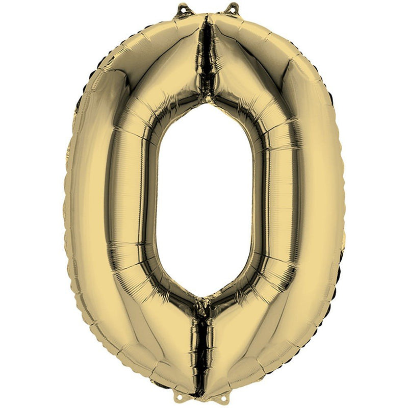 Foil Balloon 34 Inch Number 0 White Gold