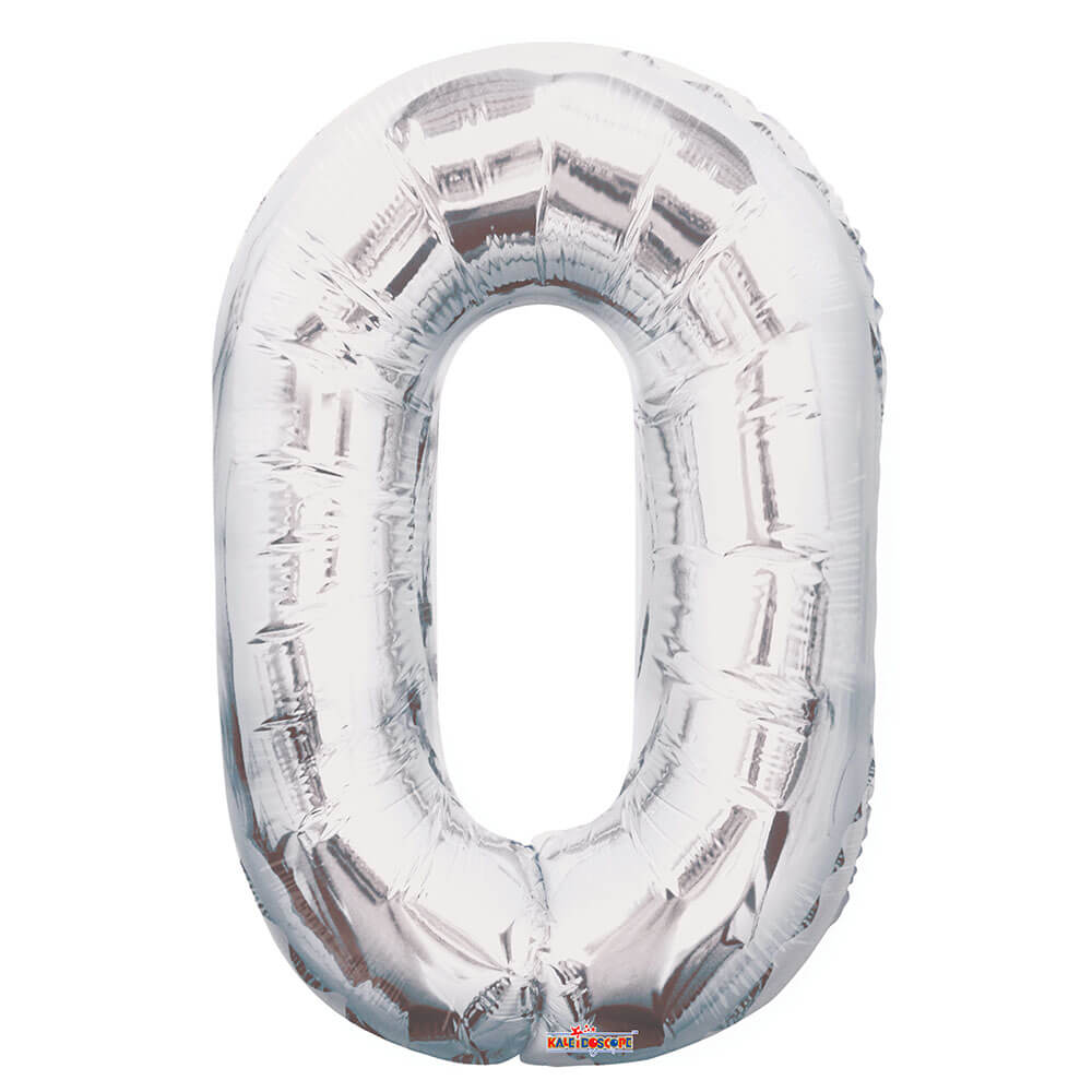 Foil Balloon Number 0 Silver