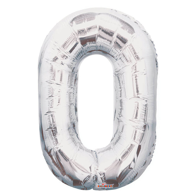 Foil Balloon Number 0 Silver