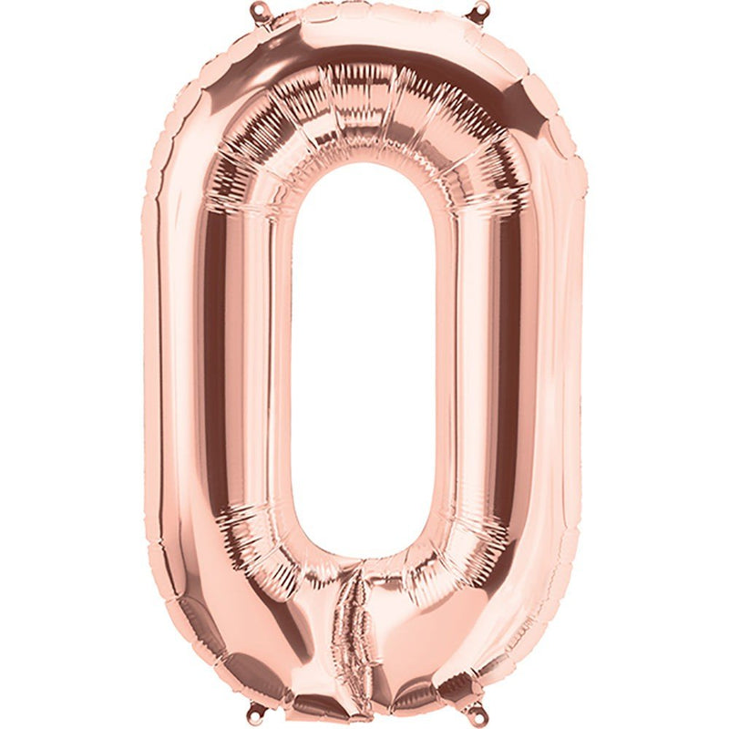 Foil Balloon Number 0 Rose Gold