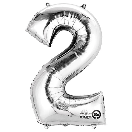 Foil Number 2 Silver Balloon