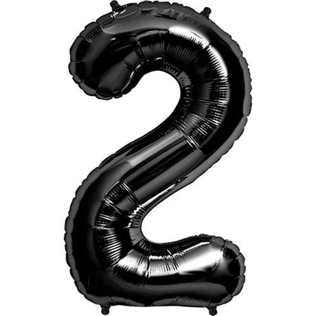 Foil Number 2 Balloon Black 34 Inch