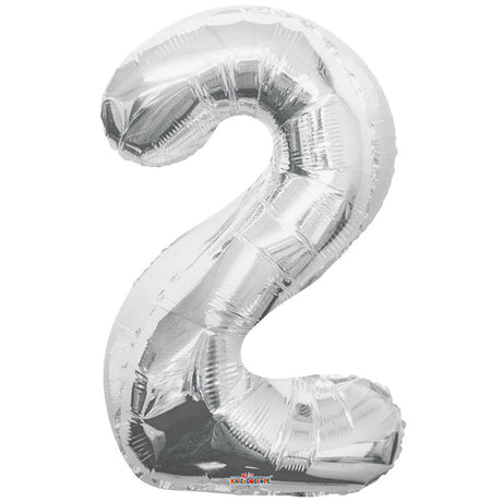 Foil Number 2 Silver Balloon 34 Inch