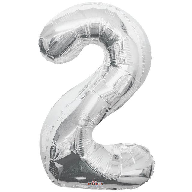 Foil Number 2 Silver Balloon 34 Inch