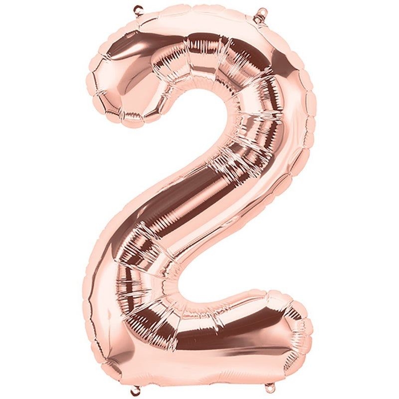 Foil Balloon Number 2 Rose Gold