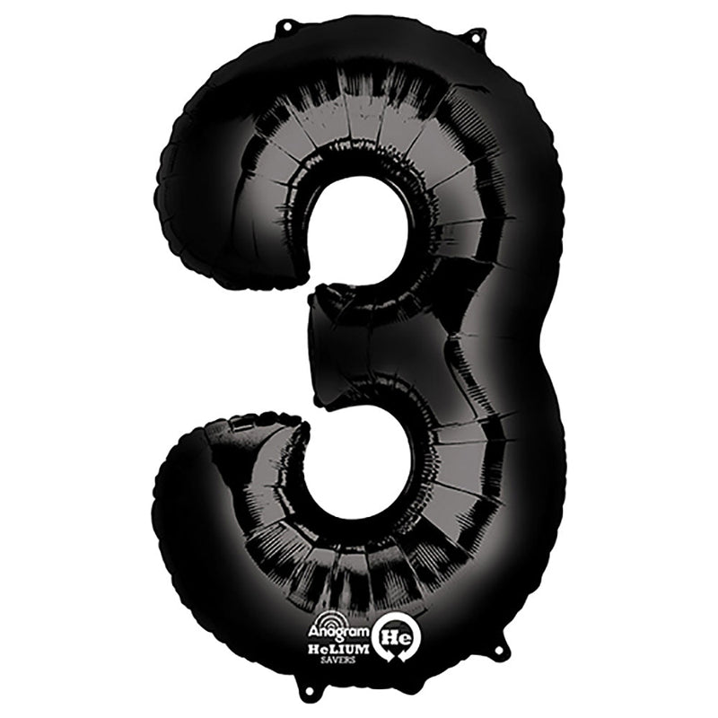 Foil Balloon Number 3 Black