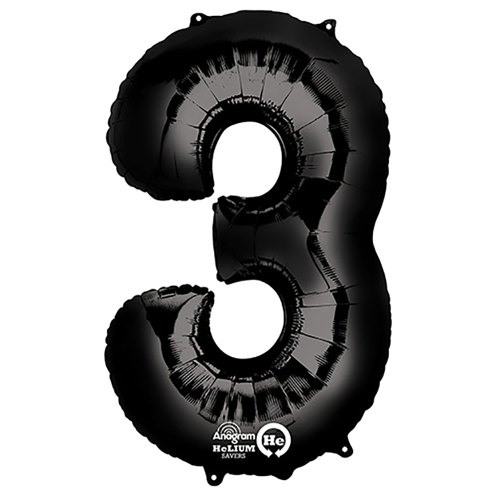 Foil Balloon Number 3 Black