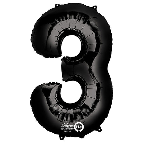 Foil Balloon Number 3 Black