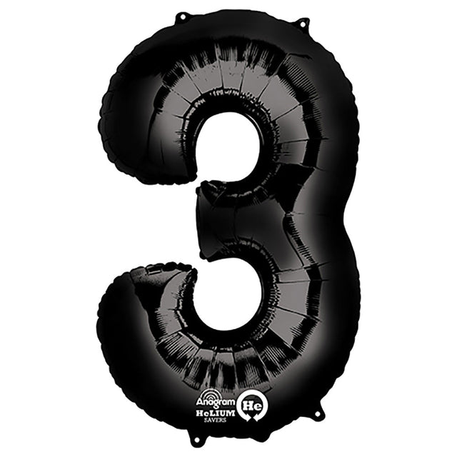 Foil Balloon Number 3 Black