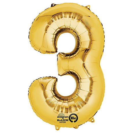 Gold Foil Number 3 Balloon