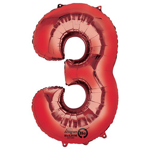 Foil Balloon Number 3 Red