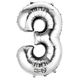 Silver Foil Number 3 Balloon 34 Inch