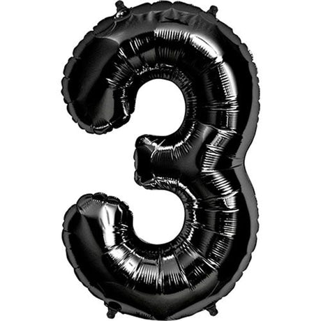 Foil Number 3 Balloon Black 34 Inch