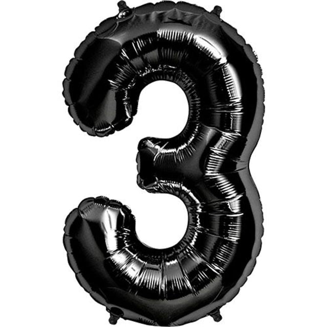 Foil Number 3 Balloon Black 34 Inch