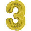Foil Balloon Number 3 Gold