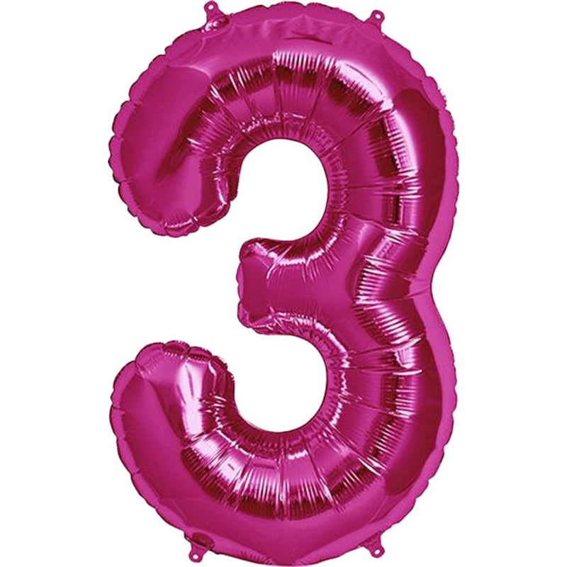 Foil Balloon Number 3 Pink