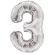 Foil Balloon Number 3 Silver