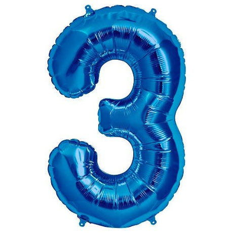 Foil Balloon Number 3 Blue