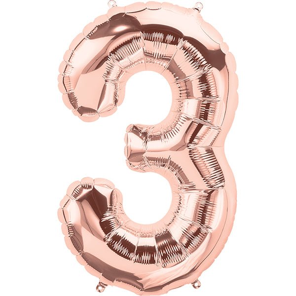 Foil Balloon Number 3 Rose Gold