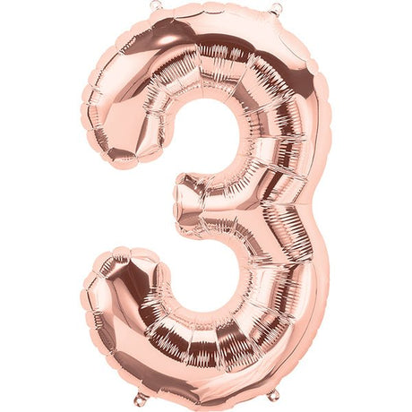 Foil Balloon Number 3 Rose Gold