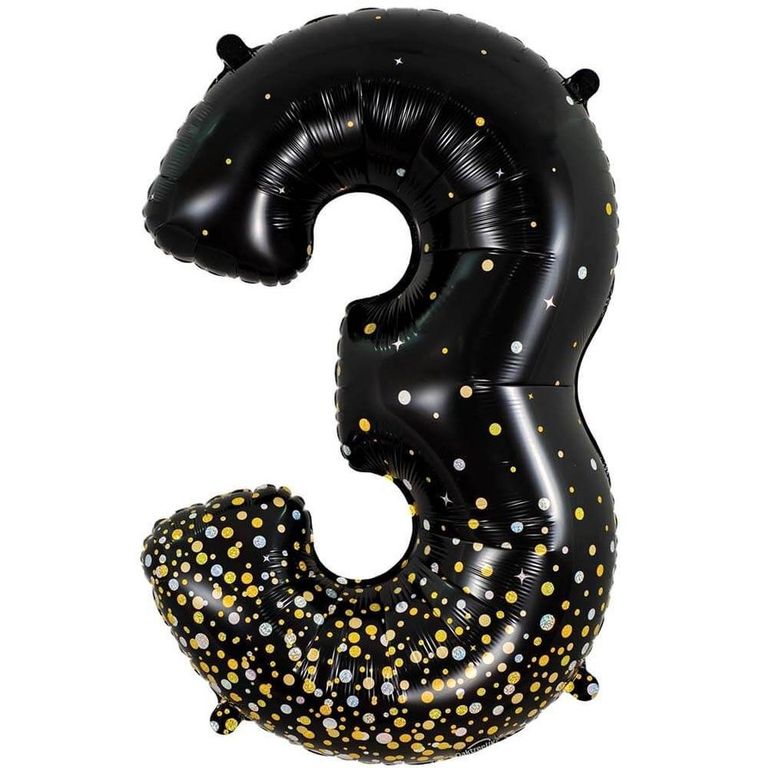 Foil Balloon Number 3 Black