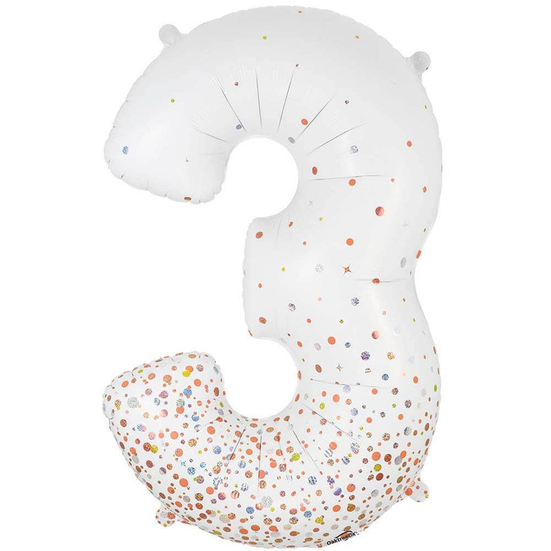 Number 3 Foil Balloon - White