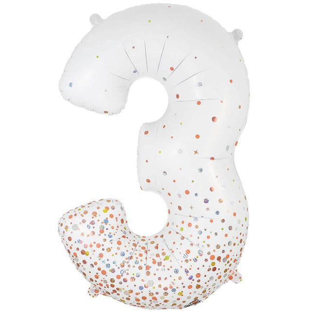 Number 3 Foil Balloon - White