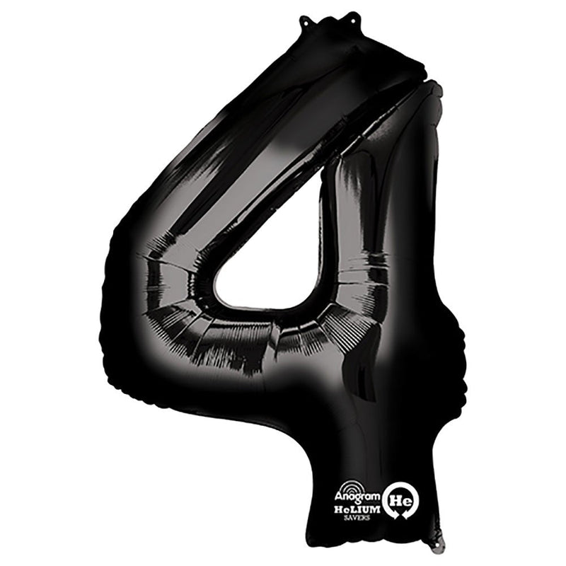 Black Foil Number 4 Balloon