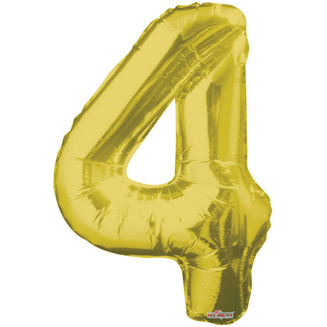 Foil Number 4 Balloon Gold 34 Inch