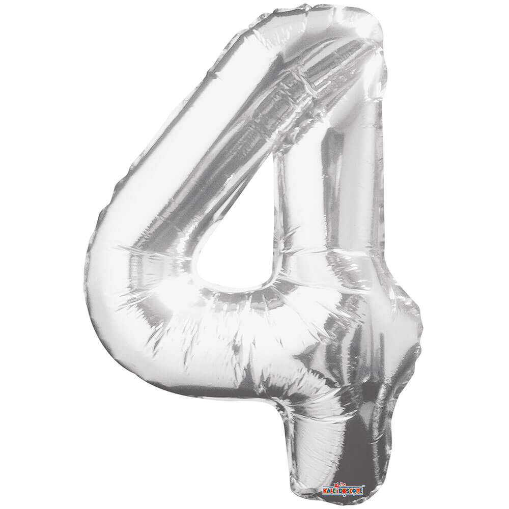 Foil Number 4 Balloon Silver 34 Inch