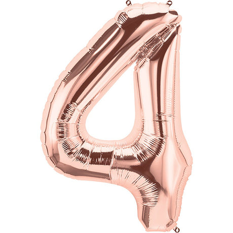 Foil Balloon Number 4 Rose Gold