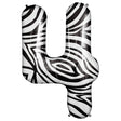 Foil Number 4 Zebra Balloon