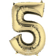 Foil Number 5 Balloon White Gold