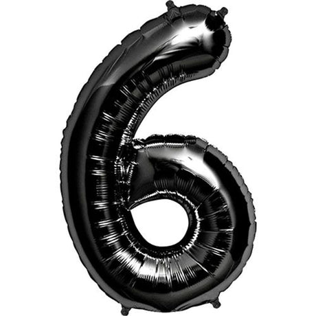 Foil Number 6 Black Balloon 34 Inch