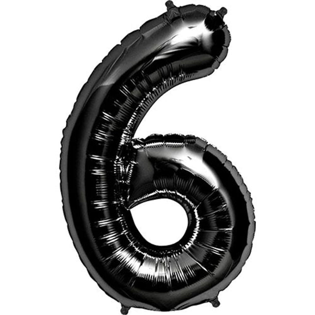 Foil Number 6 Black Balloon 34 Inch