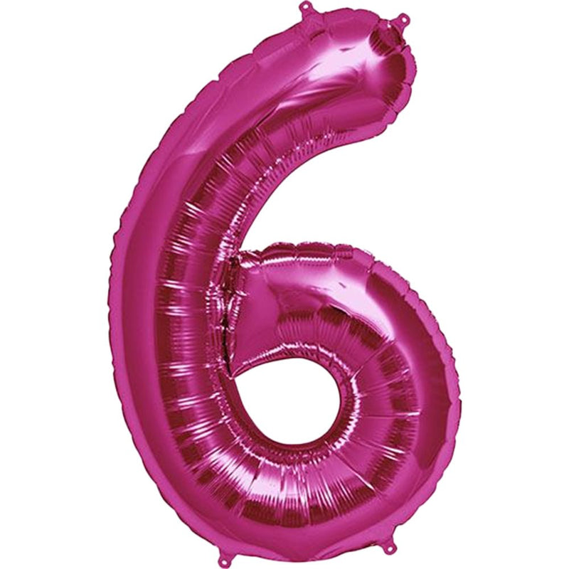 Foil Balloon Number 6 Pink