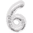 Foil Balloon Number 6 Silver