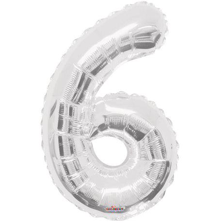 Foil Balloon Number 6 Silver