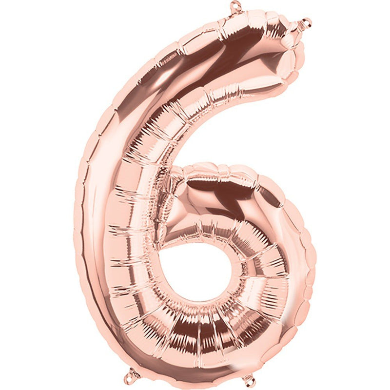 Foil Balloon Number 6 Rose Gold