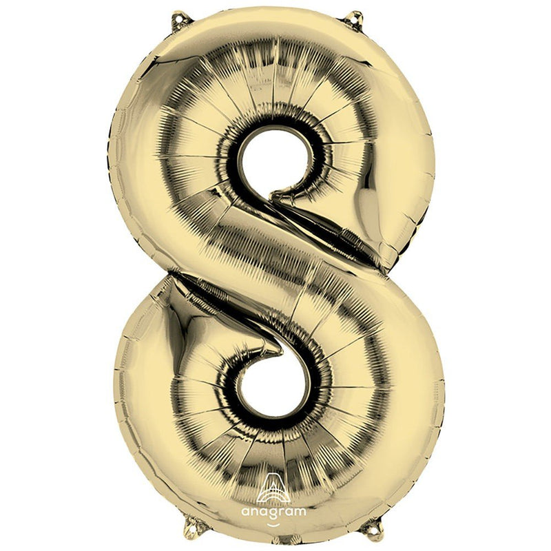 Foil Balloon Number 8 White Gold