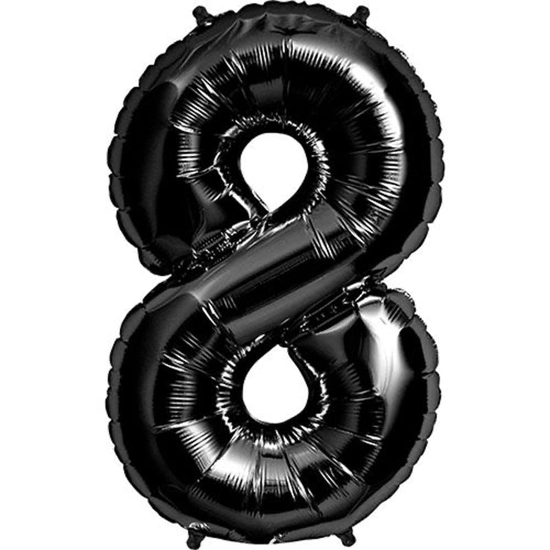 Number 8 Black Foil Balloon
