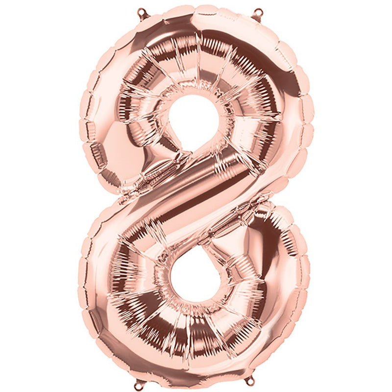 Foil Balloon Number 8 Rose Gold
