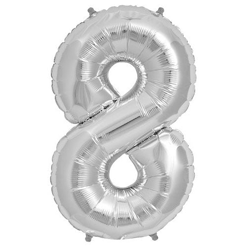 Foil Balloon Number 8 Silver